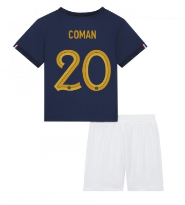 Frankrike Kingsley Coman #20 Hemmaställ Barn VM 2022 Kortärmad (+ Korta byxor)